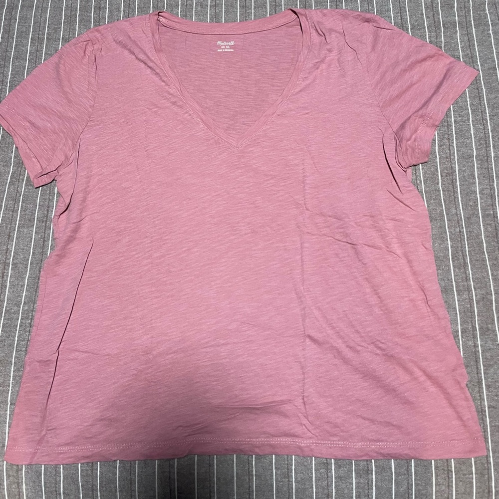 Madewell V-Neck T-Shirt Pink  XL